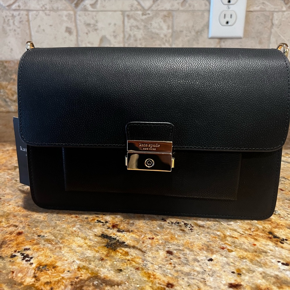 Kate Spade Voyage Black Crossbody Bag with Gold Accents
